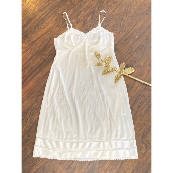 Adonna Other - Vintage Adonna 38 Nylon Slip Dress Nightgown Farmhouse Cottage Core Lace Trim